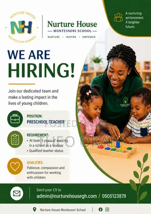 Preschool Teachers Needed for a Montessori School