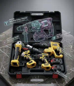 4in1 Rechargeable Cordless Power Drill + Concrete Cutting Machine 21v