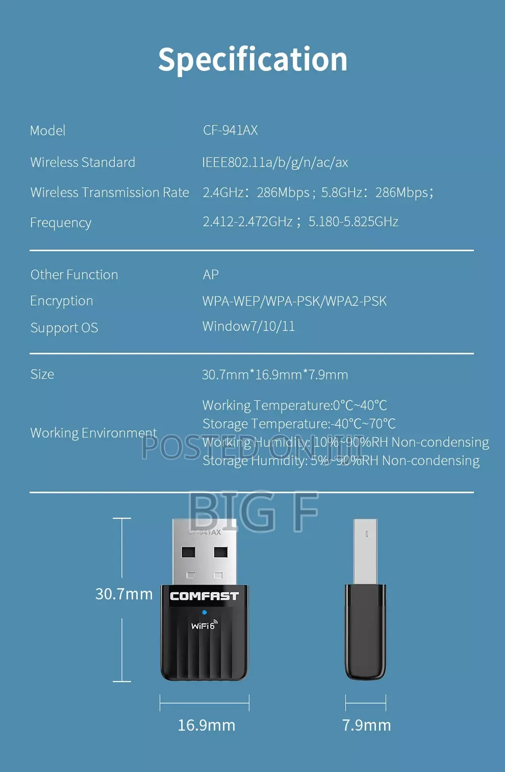 Comfast Ax 600 600mbps Dual Band Usb Wifi6 Adapter - Usb Wifi Dongle