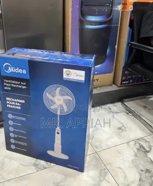 Premium Midea 18” Rechargeable Standing Fan With Led Light 