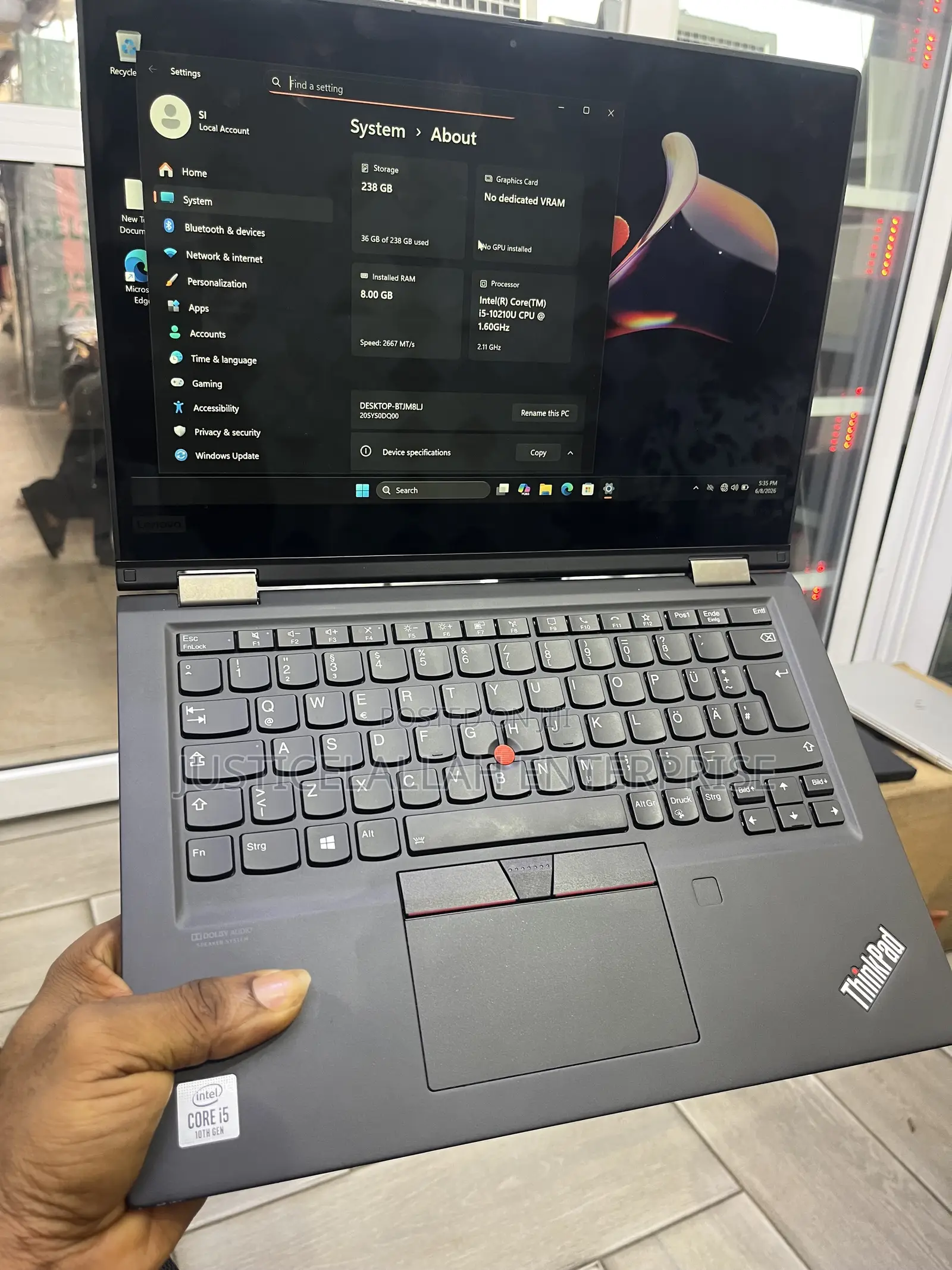 Laptop Lenovo ThinkPad L13 Yoga 8GB Intel Core i5 SSD 256GB