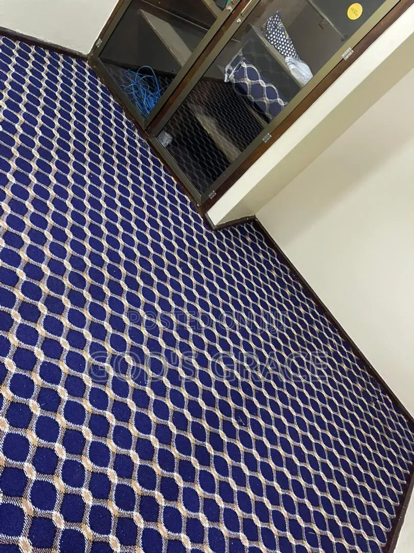 Dark Blue Carpet With Design For Industrial Purposes