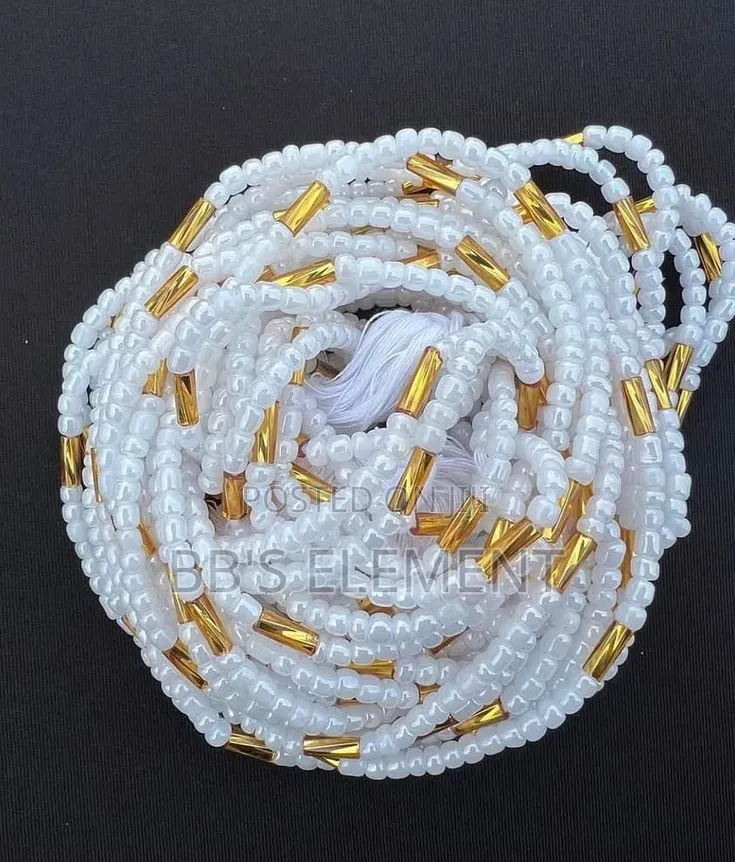 White and Gold Waist Beads