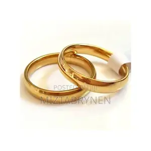 2 Pieces 4mm Stainless Steel Couple Wedding Rings - Gold