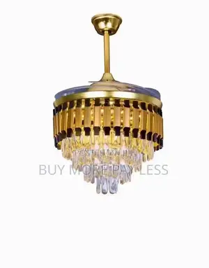 Golden Retractable Crystal Chandelier Ceiling Fan