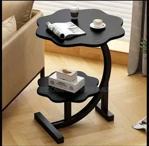 Flower-Shaped White Marble C-Shaped Side Table