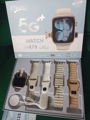 Pro-X79 Smart Watch With Sim Slot and Camera + 4 Straps - Silver