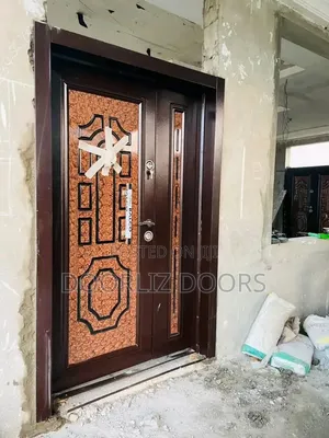 Ine and Half Elegant Brown Double Lock Security Door