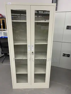 Metal Office Cabinet With 2 Glass Doors for Visibility