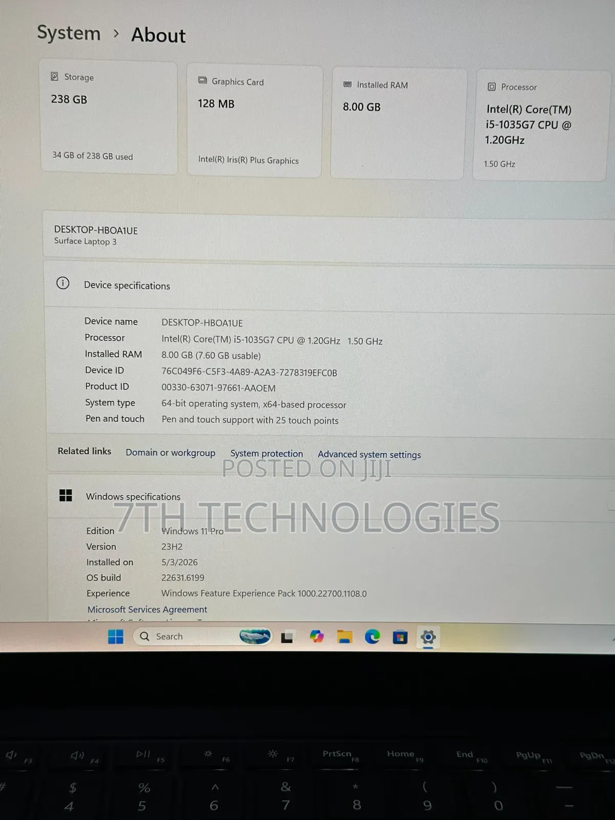 Laptop Microsoft Surface Laptop 3 8GB Intel Core i5 SSD 256GB