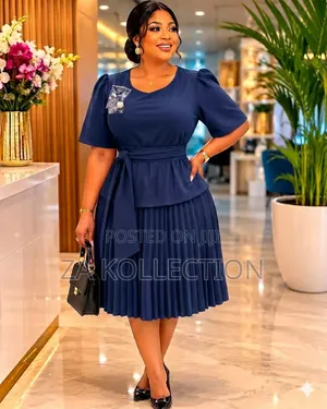 Pretty Ladies Blueblack Dress With Side Button
