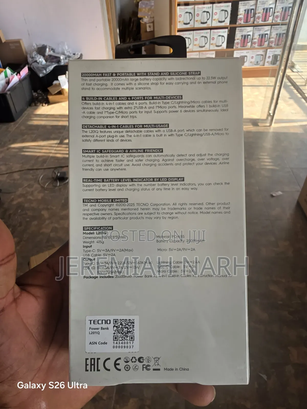 Tecno 20000mah Versatile Portable Power Bank