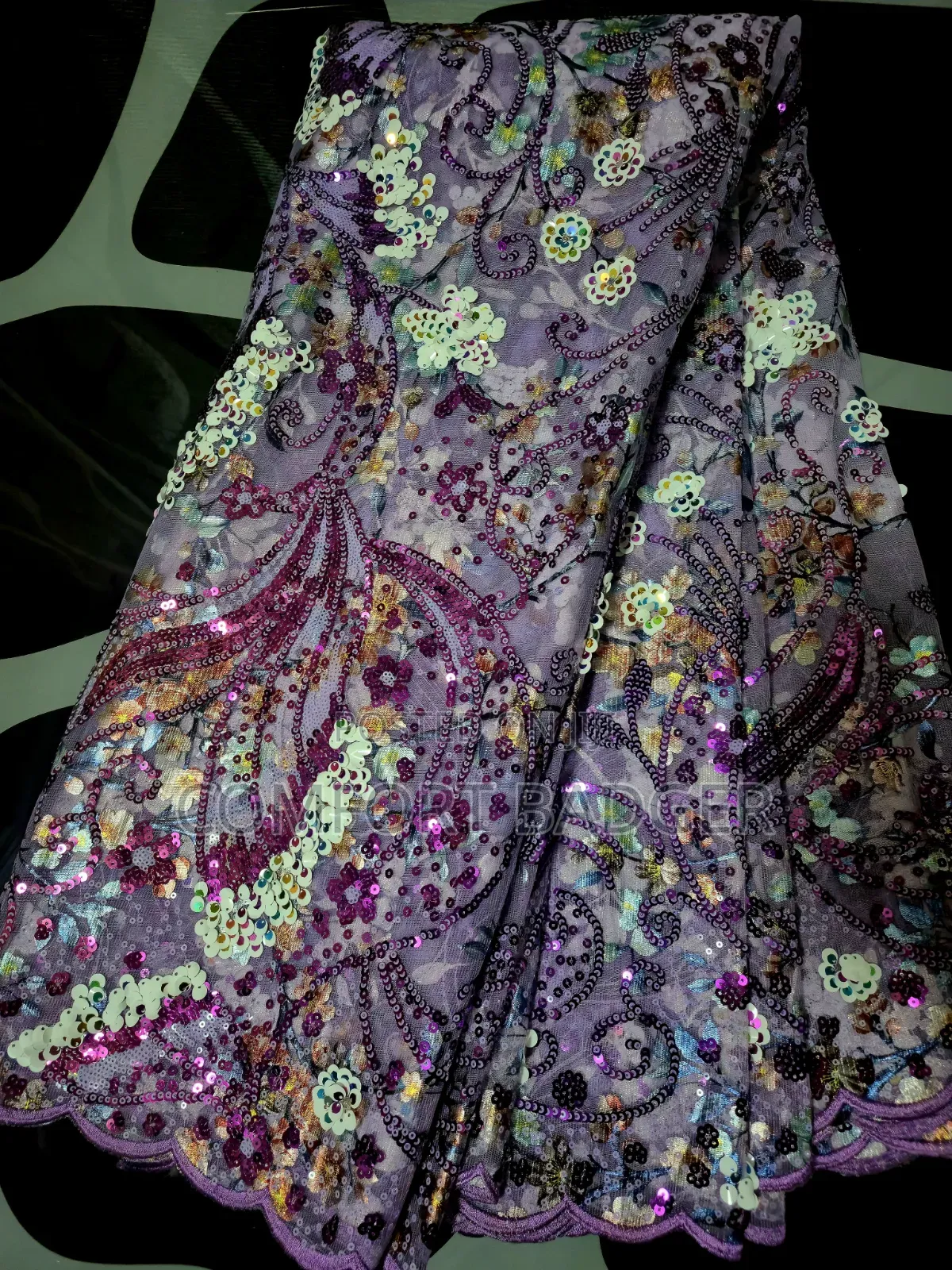 Beautiful Embellished Purple Sequin Lace