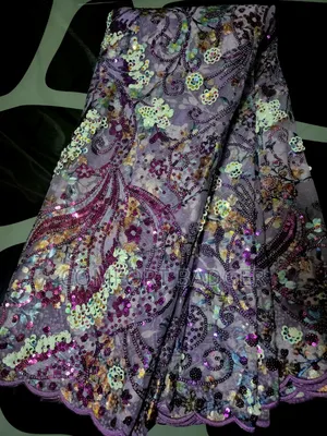 Beautiful Embellished Purple Sequin Lace