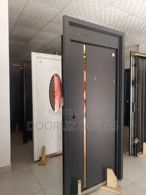 Black Classy Security Door With Sliver Line/Single