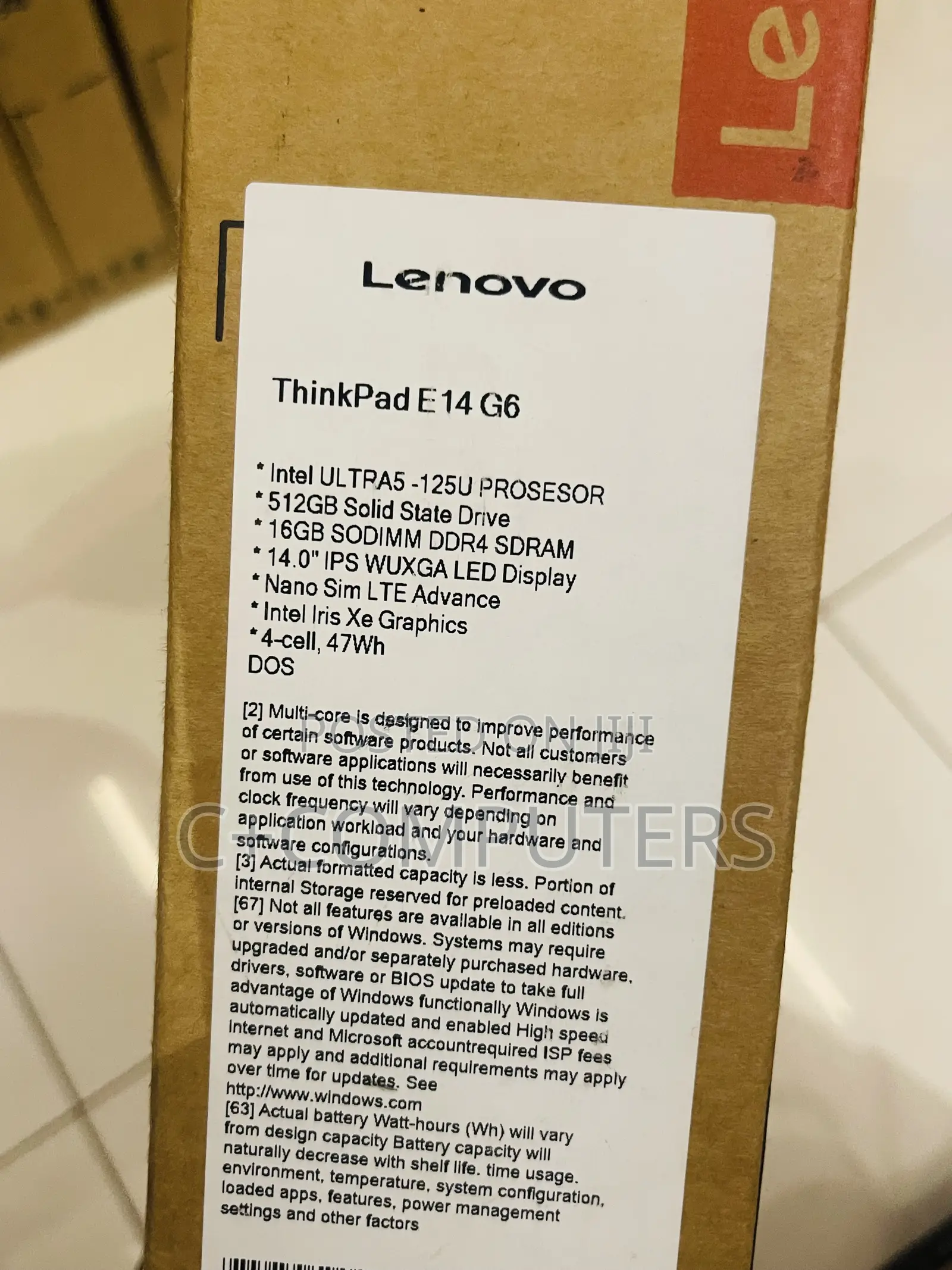 New Laptop Lenovo ThinkPad E14 Gen 6 16GB Intel Core Ultra 5 SSD 512GB