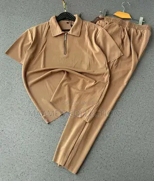 Men’S Quality Zipper Polo Top and Down Set