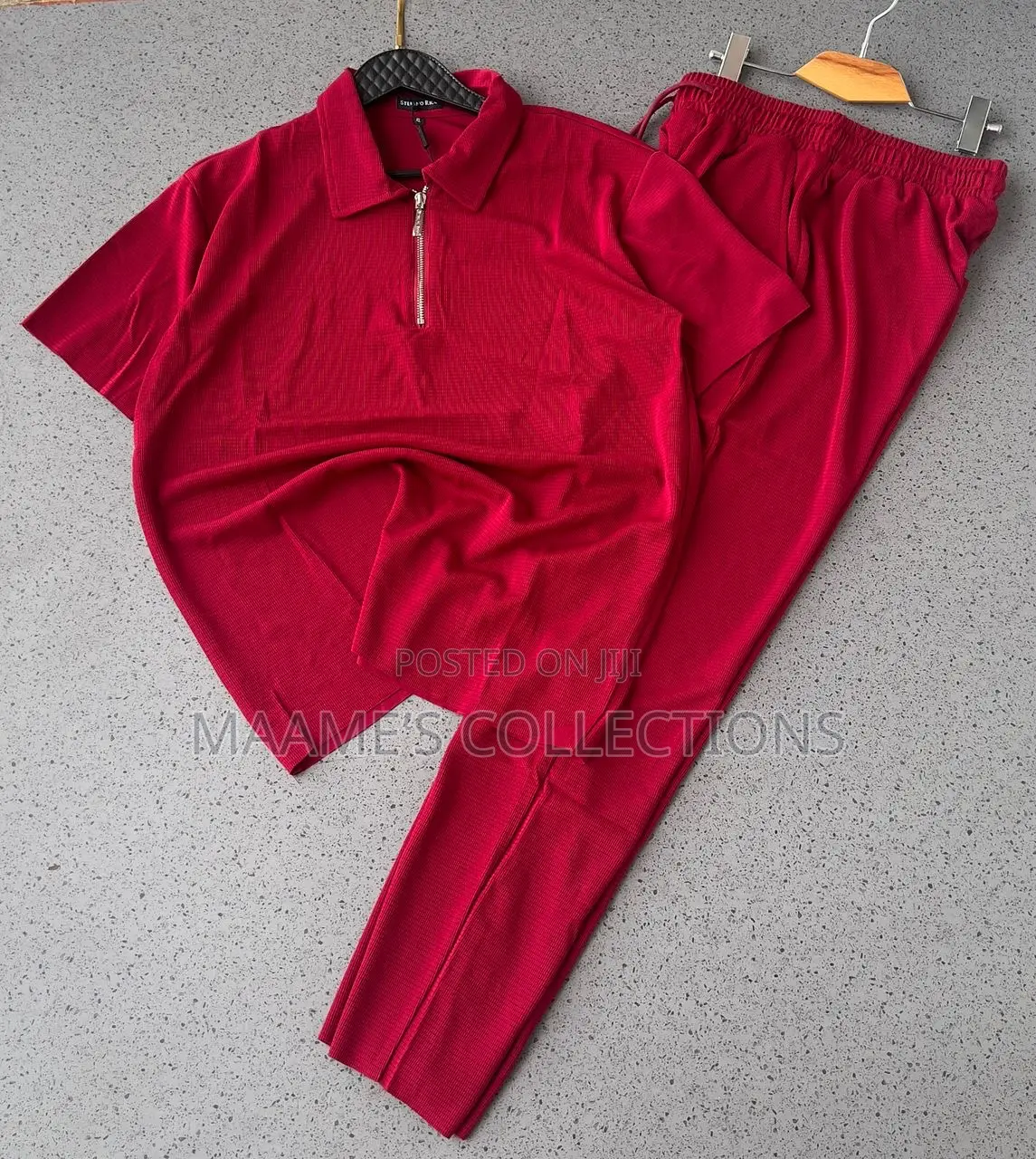 Men’S Quality Zipper Polo Top and Down Set