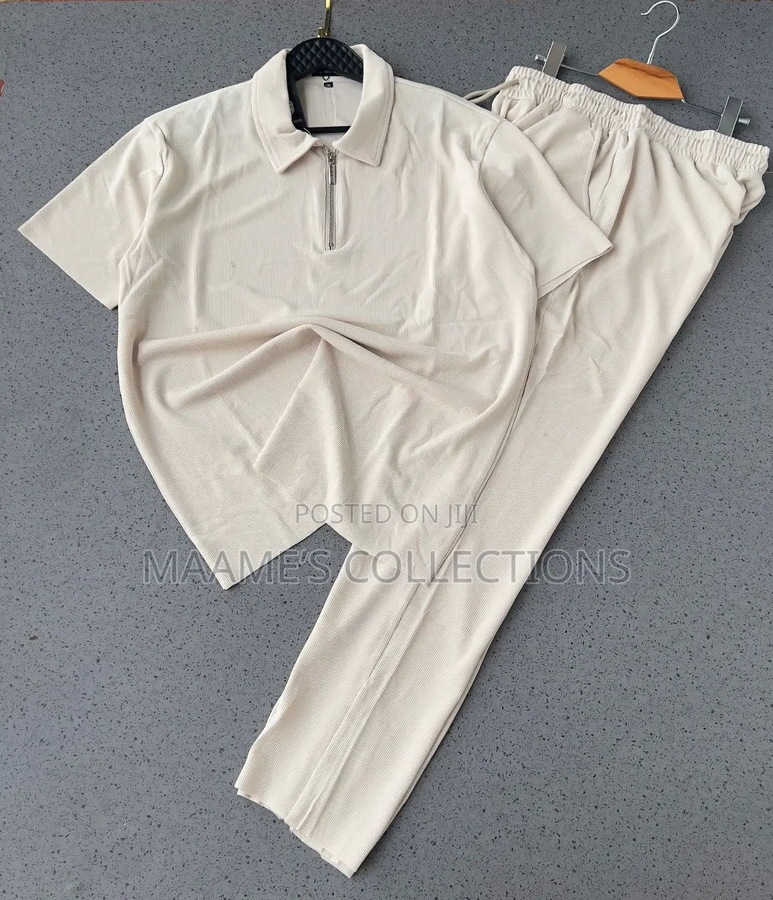 Men’S Quality Zipper Polo Top and Down Set