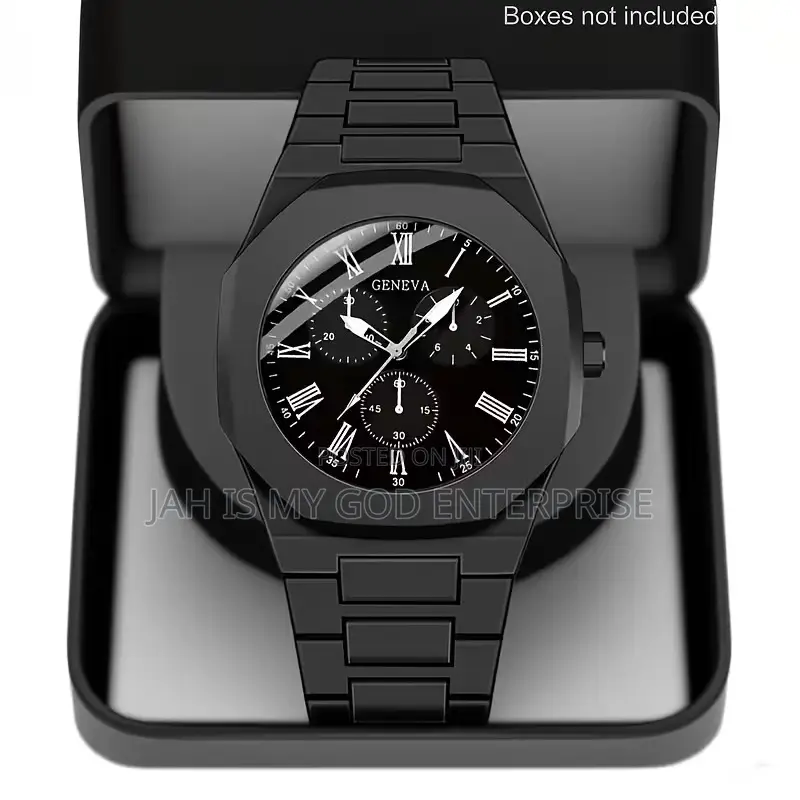 Geneva Luxury Men's Quartz Watch - Black