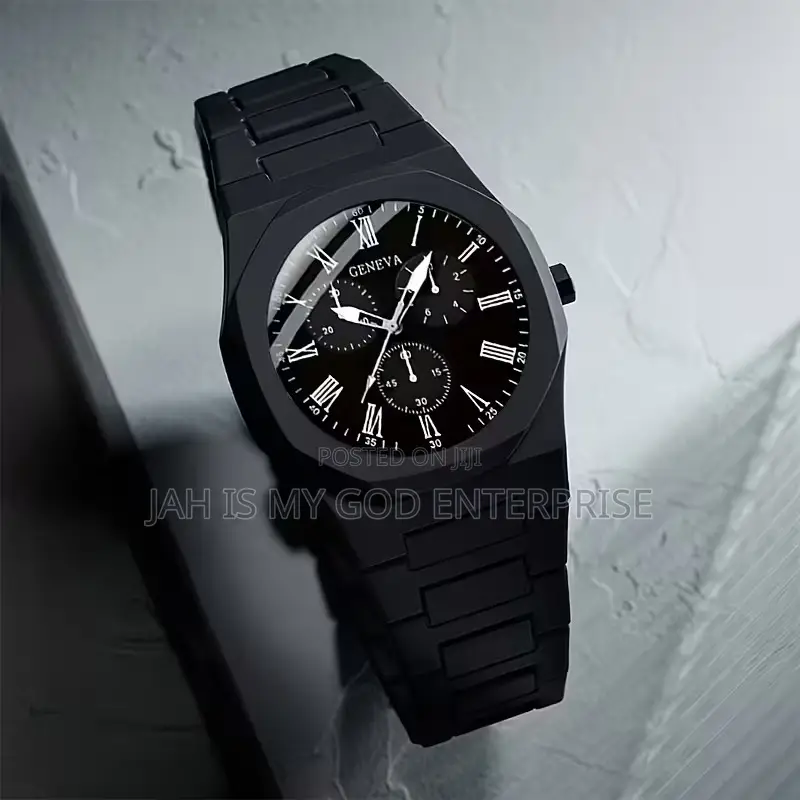 Geneva Luxury Men's Quartz Watch - Black