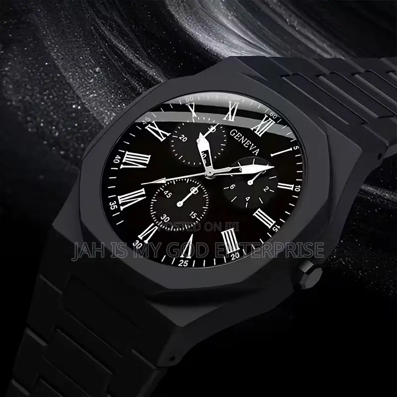 Geneva Luxury Men's Quartz Watch - Black