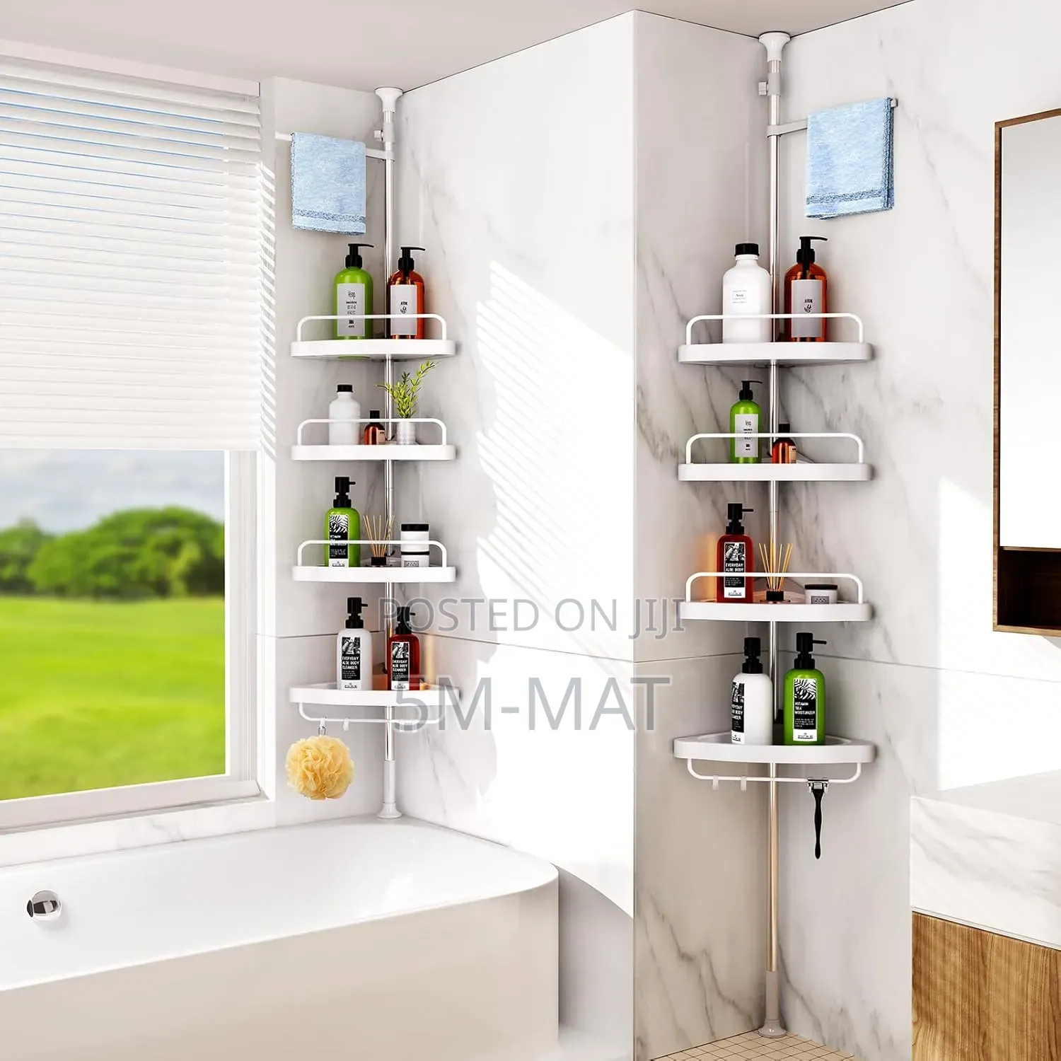 Adjustable 4layer White Bathroom Shower Shelf Corner Rack White