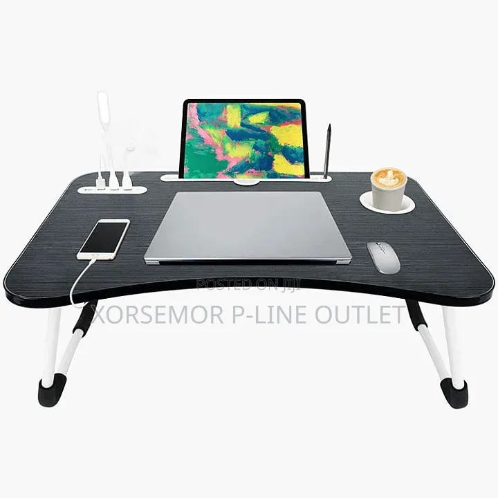 Wooden Multi-Function Bed Standing Desk With 4 Usb Ports, 60*26*40