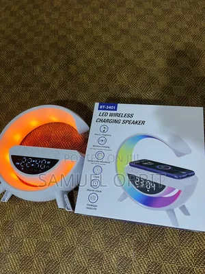 Led Wireless Charging Speaker With Light,Alarm Clock Fm Radio