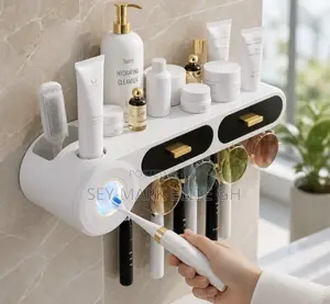 Multifunctional Bathroom Organizer With Uv Toothbrush Sterilizer