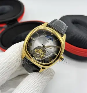 Cartier Gold Swiss Made Automatic With Genuine Leather Strap