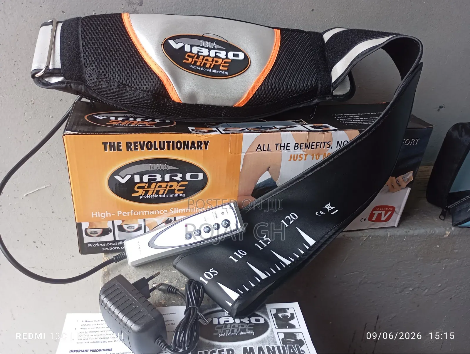 Vibro Shape Slimming and Heating Massage Belt - Black/White