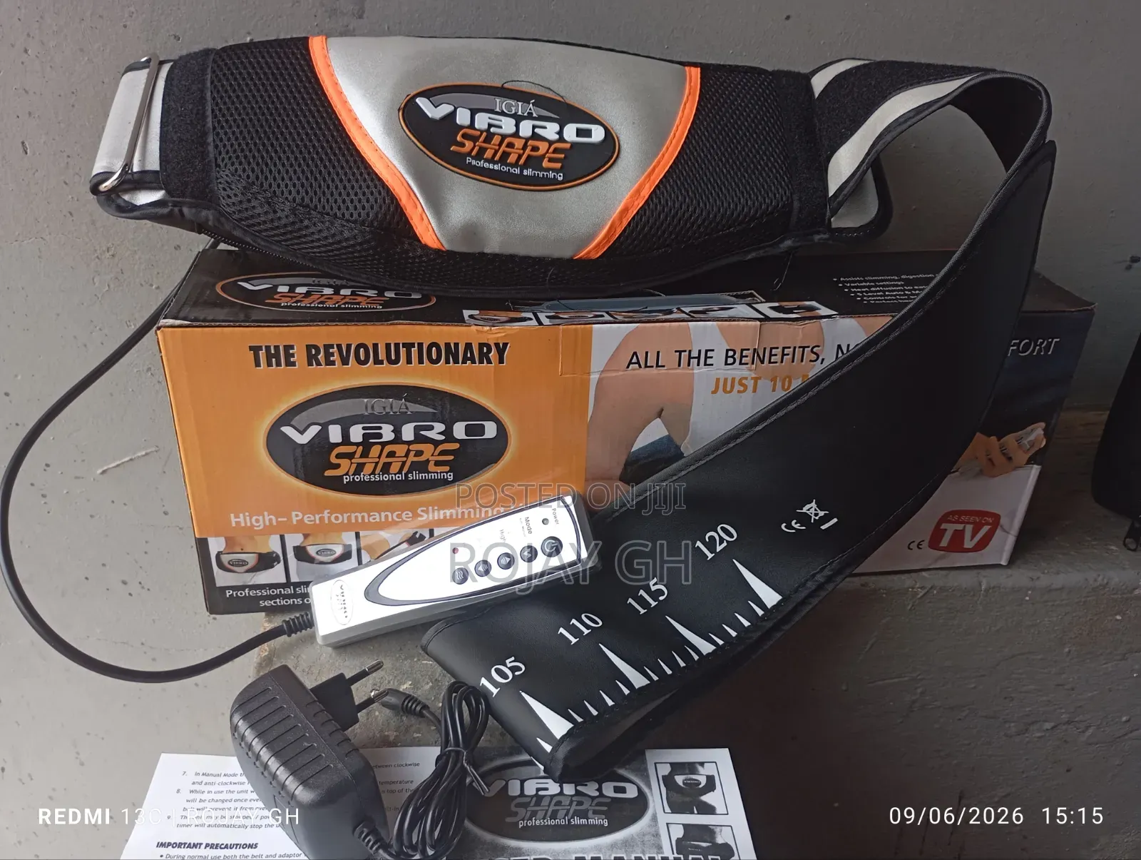 Vibro Shape Slimming and Heating Massage Belt - Black/White