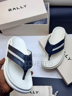 Bally Branded Black Leather Thong Sandals