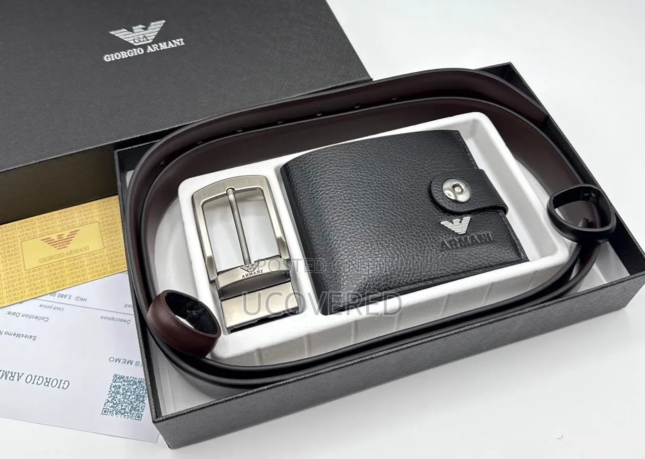Branded Men's Wallet + Belt Gift Sets