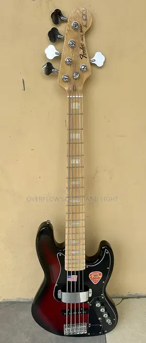 Fender Active 5-String Jazz Bass Guitar (Red—Black ).