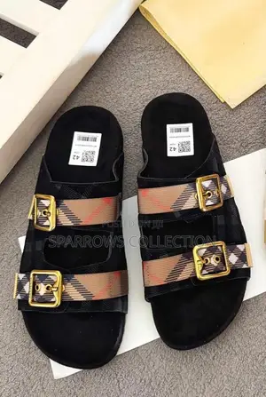 Burberry Urchin Check Black Suede Sandals