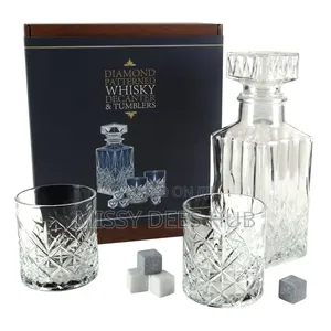 Diamond Patterned Whisky Decanter and Tumblers