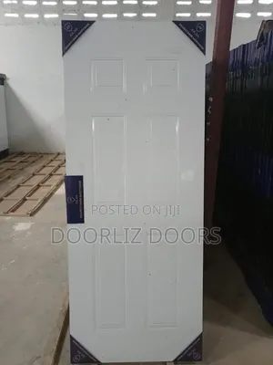 Wooden Steel Security Door With Accessories(White)