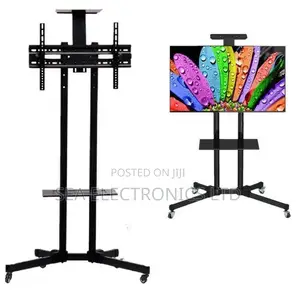 Rolling Tv Stand With Power Outlet Mobile Tv Cart for 32-70 Inch TVS