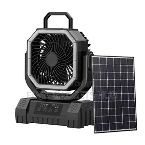 Breezemax 20000mah Solar Rechargeable Camping Fan With Solar Panels