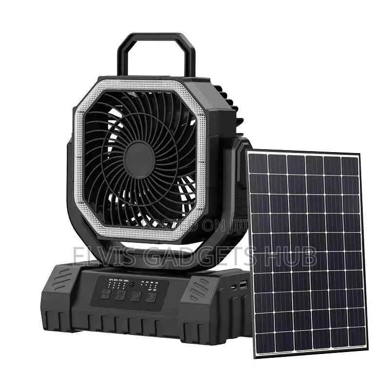 Breezemax 20000mah Solar Rechargeable Camping Fan With Solar Panels