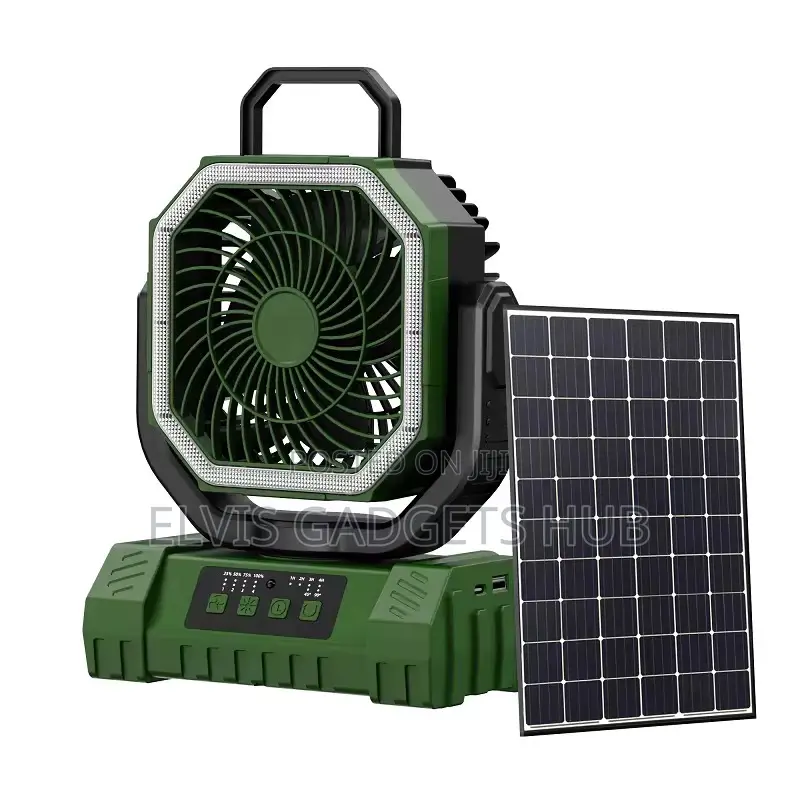 Breezemax 20000mah Solar Rechargeable Camping Fan With Solar Panels