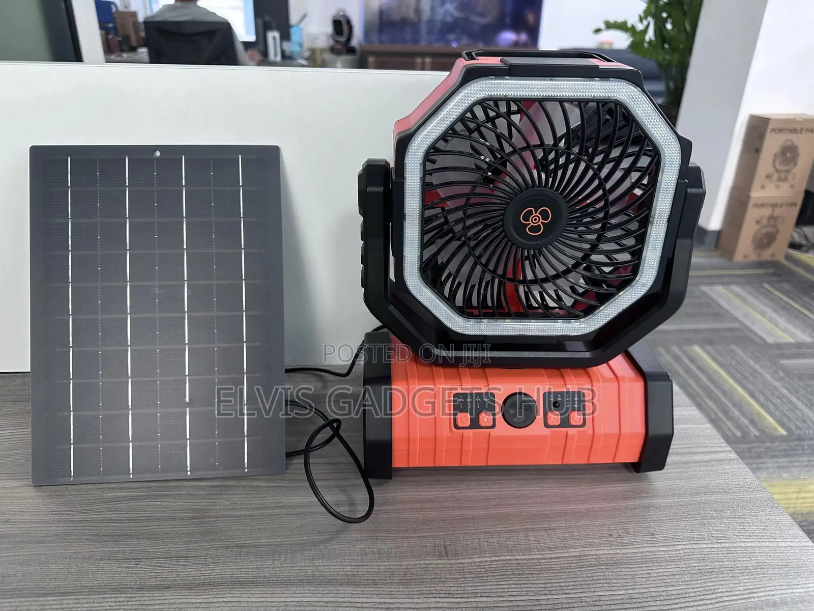 Breezemax 20000mah Solar Rechargeable Camping Fan With Solar Panels