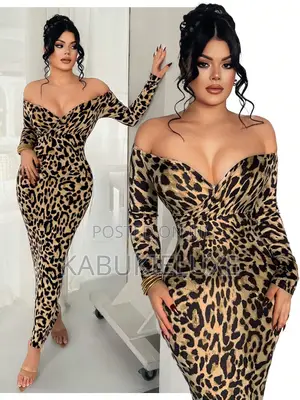Elegant Long Sleeve Leopard Bodycon Dress