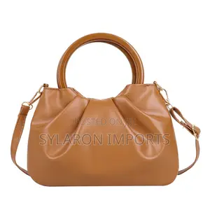Women’S Ruched Ring Handle Handbag With Shoulder Strap