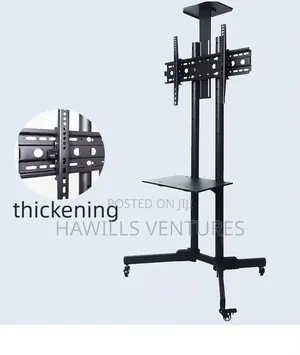 Black Mobile Tv Cart for Screen Up to 70 Inches.