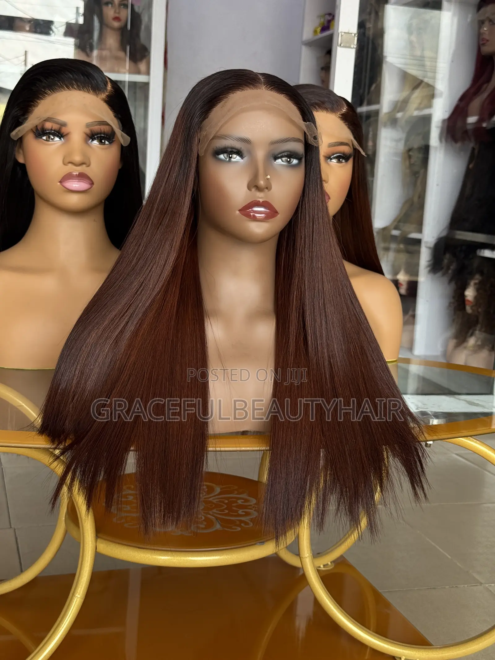 Chocolate Brown Bone Straight With 5x5 Closure 16 Inches