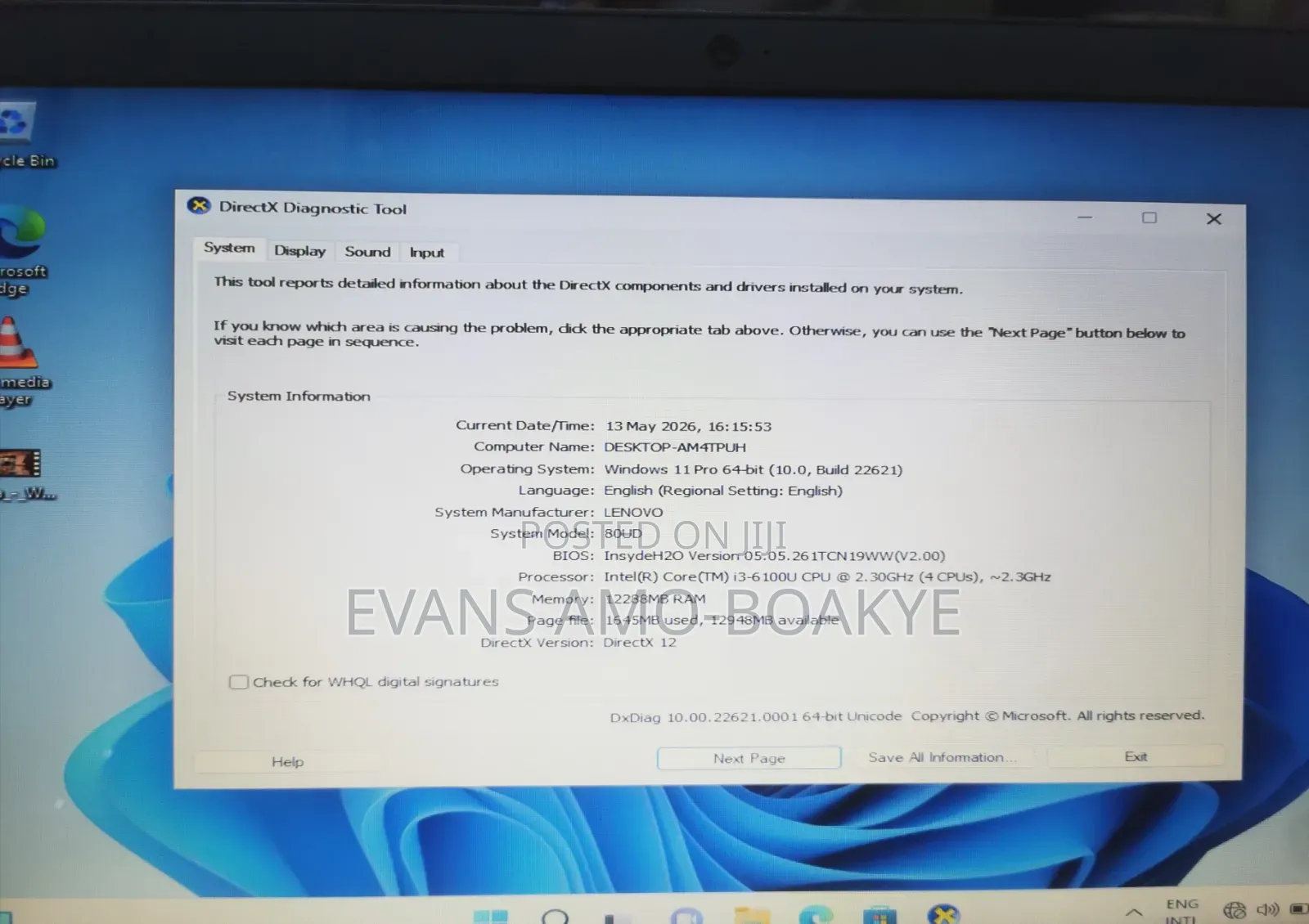 Laptop Lenovo IdeaPad 110 12GB Intel Core i3 HDD+SSD 640GB