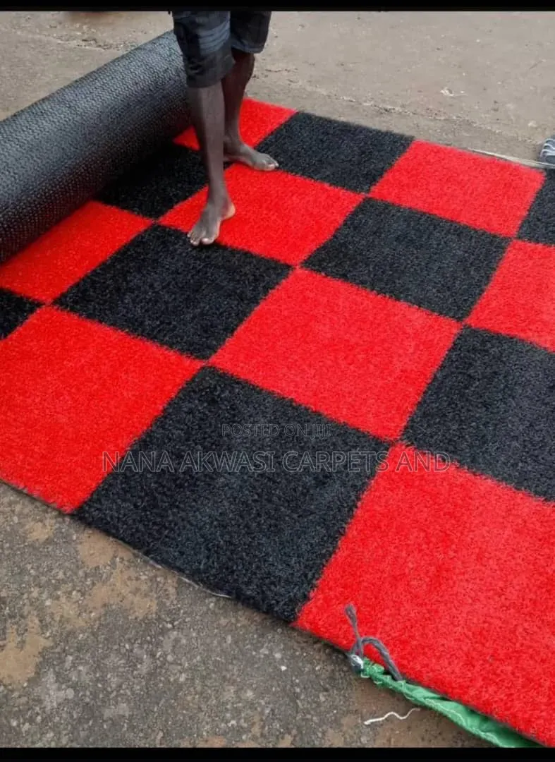 Artificial Red and Black Grass Carpet
